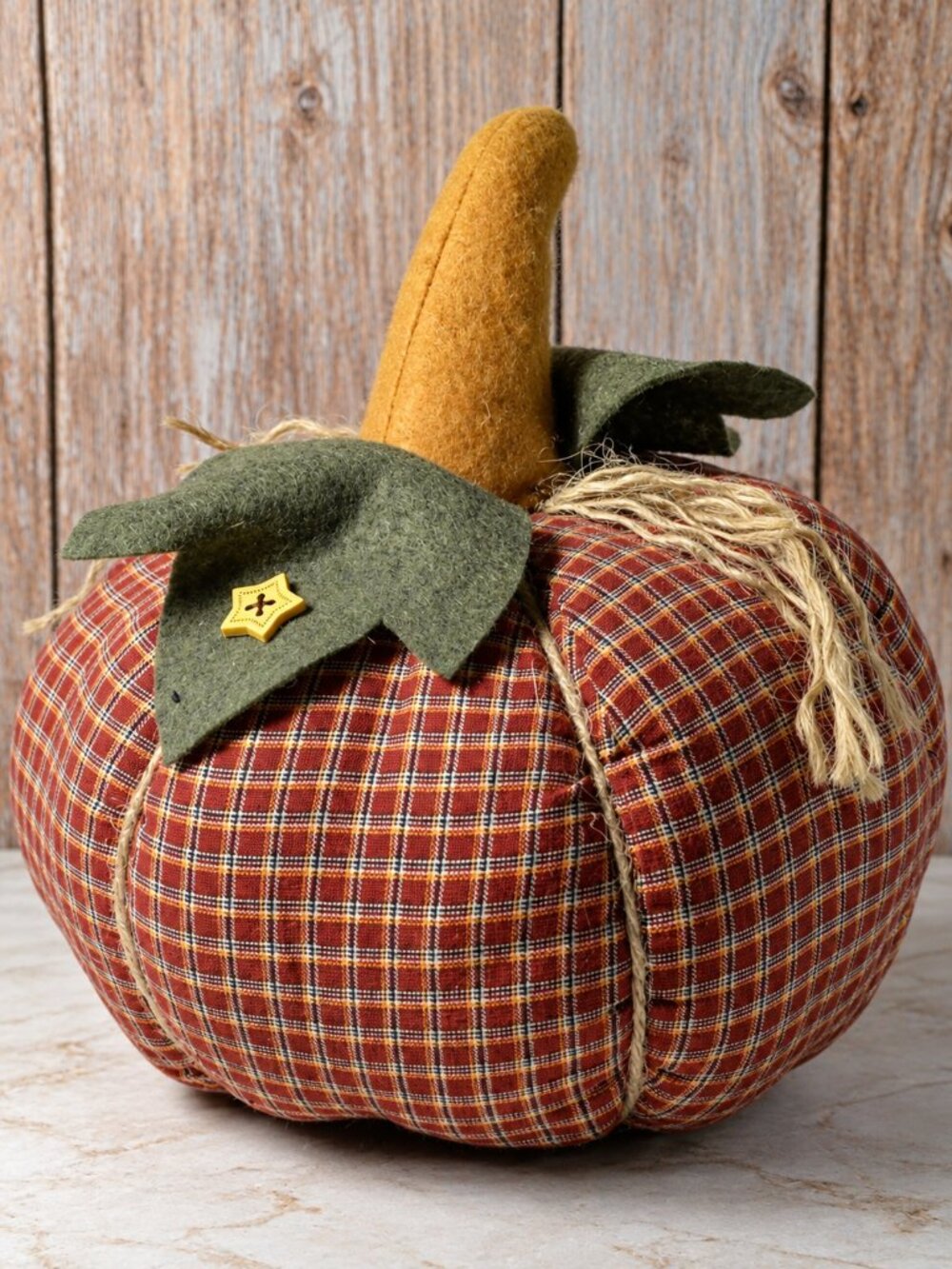 Handmade Plaid Cloth Pumpkin Vintage Fall Home Decor Farmhouse